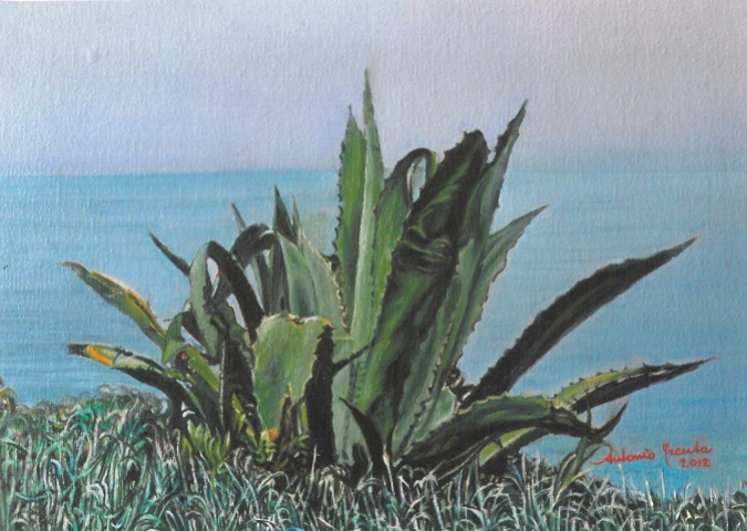 Marina con agave, olio su tela, 2012